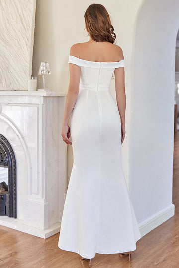 White Off the Shoulder Mermaid Ball Dress